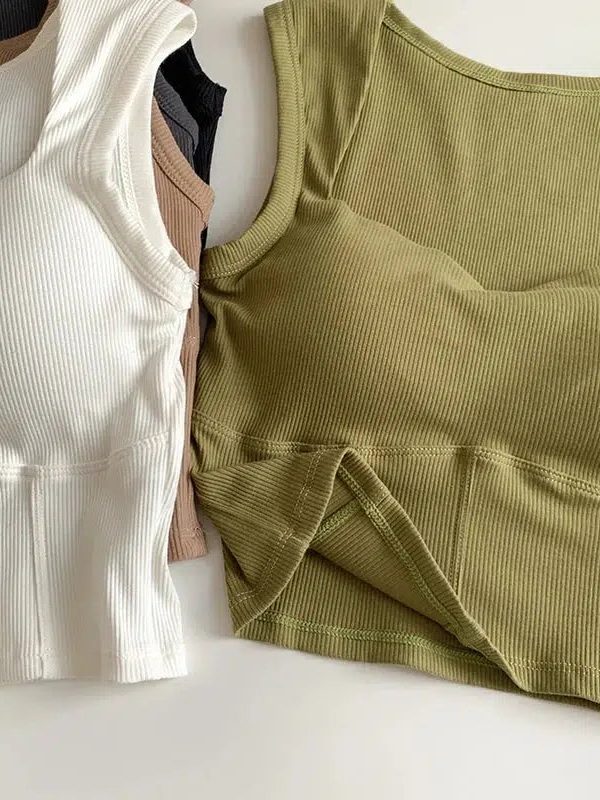 Corduroy Square Neck Crop Top