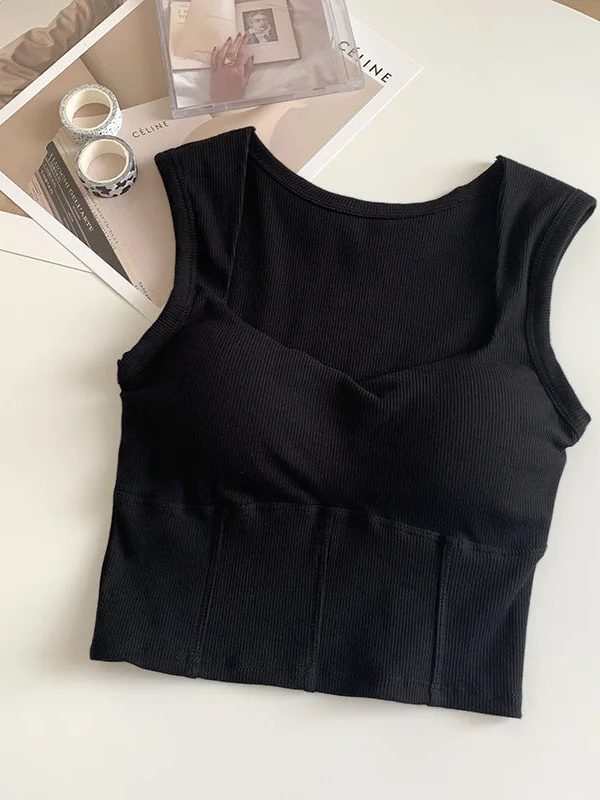 Corduroy Square Neck Crop Top