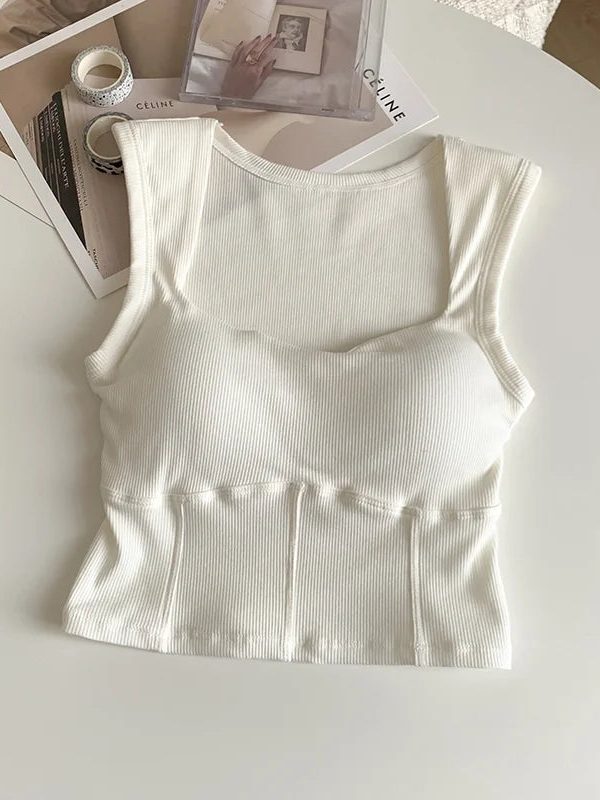 Corduroy Square Neck Crop Top