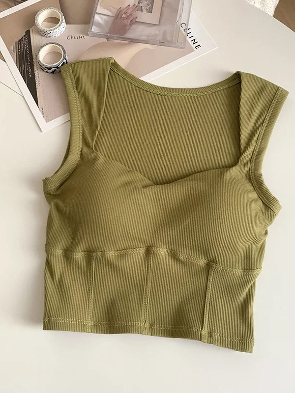 Corduroy Square Neck Crop Top