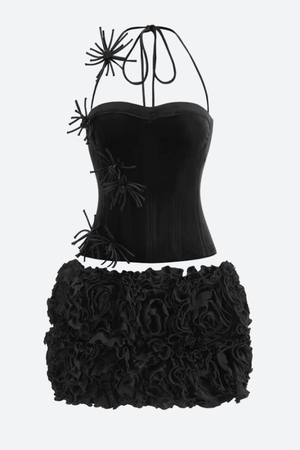 Corset Top & Ruffled Mini Skirt Two Piece Set