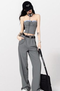 Corset Top & Wide Leg Pants Two Piece Set