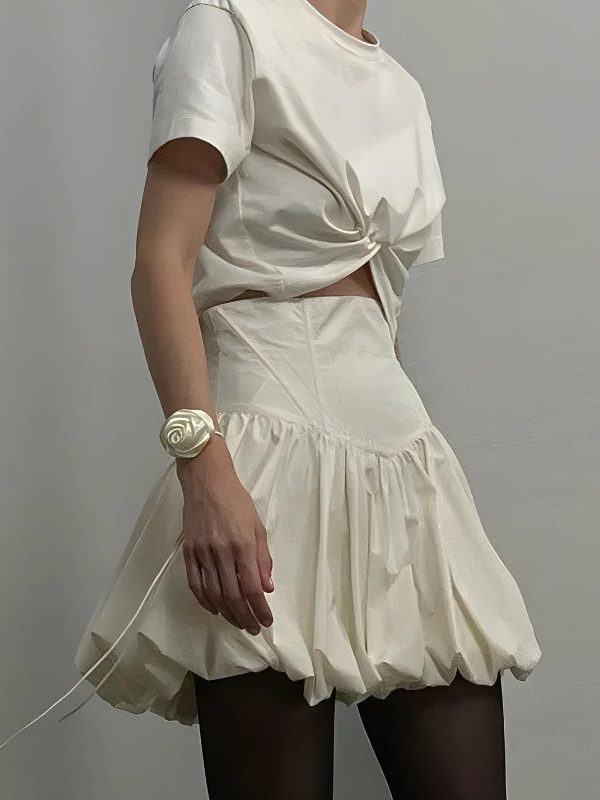 Corset Waist Bubble Mini Skirt