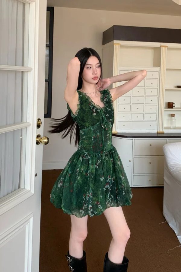 Cottagecore Bubble Tulle Mini Dress