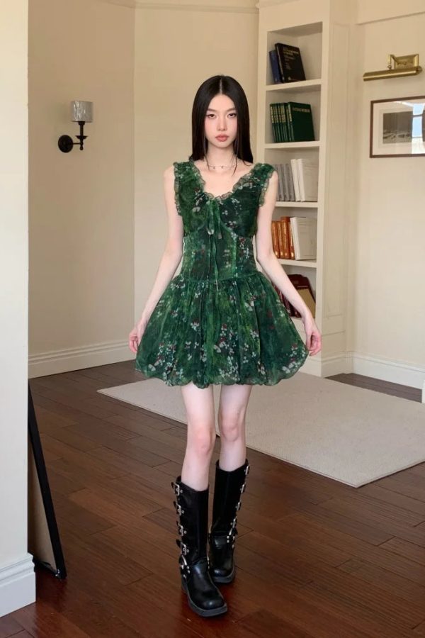 Cottagecore Bubble Tulle Mini Dress