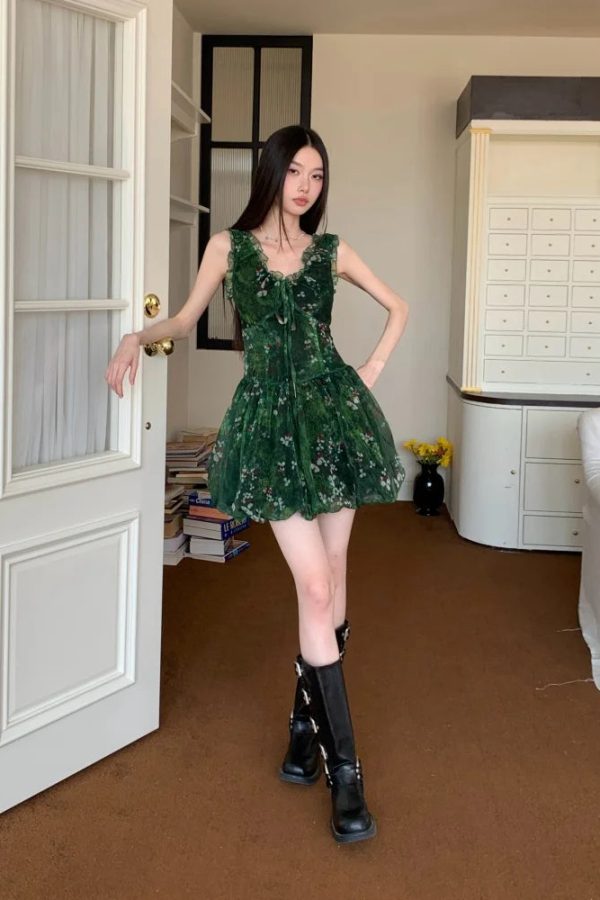 Cottagecore Bubble Tulle Mini Dress