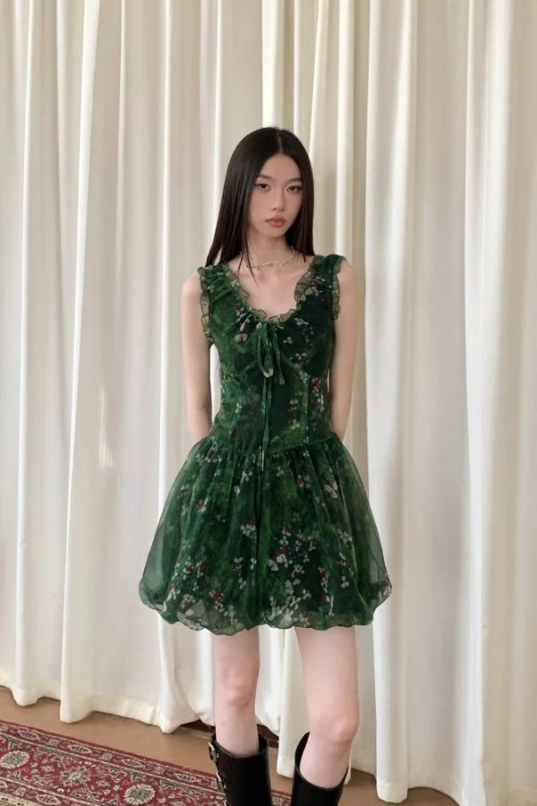 Cottagecore Bubble Tulle Mini Dress