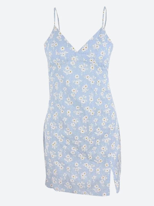 Cottagecore Daisy Slit Mini Dress