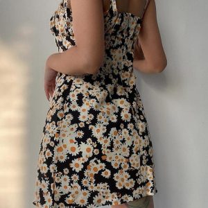 Cottagecore Daisy Tie Strap Mini Dress
