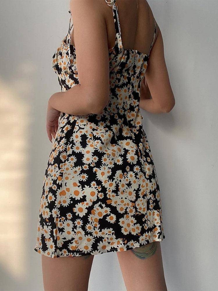 Cottagecore Daisy Tie Strap Mini Dress Cottagecore Daisy Tie Strap Mini Dress