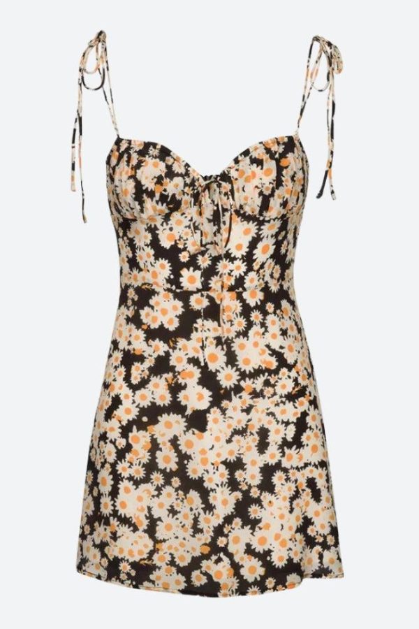 Cottagecore Daisy Tie Strap Mini Dress