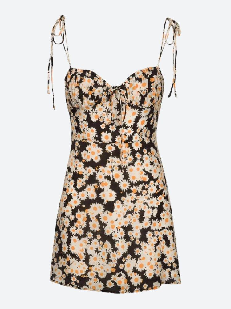 Cottagecore Daisy Tie Strap Mini Dress Cottagecore Daisy Tie Strap Mini Dress