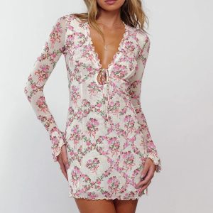 Cottagecore Flare Sleeve Mini Dress