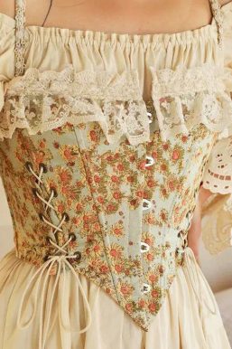 Cottagecore Floral Lace Up Corset Top