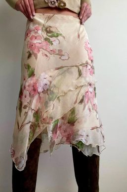 Cottagecore Floral Layered Midi Skirt