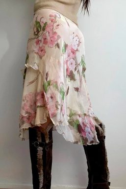 Cottagecore Floral Layered Midi Skirt