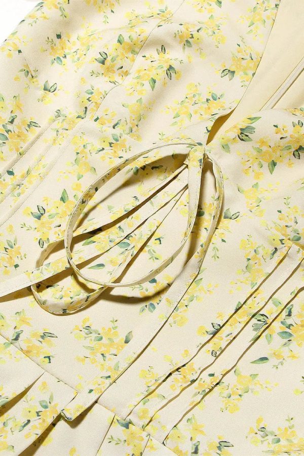 Cottagecore Floral Plunge Neck Mini Dress