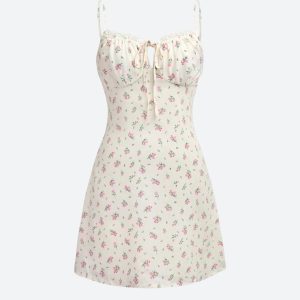 Cottagecore Floral Ruched Mini Dress