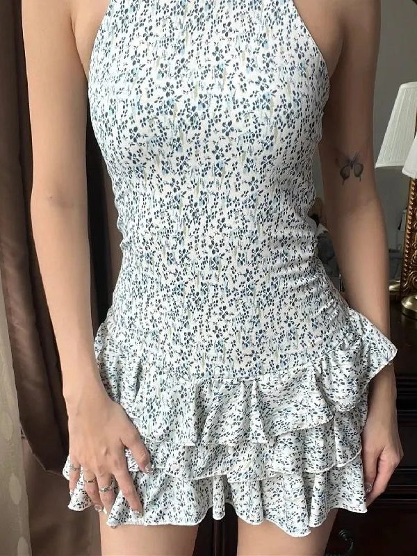 Cottagecore Floral Ruffled Mini Dress