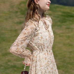 Cottagecore Lace Detailed Floral Midi Dress