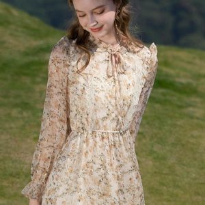 Cottagecore Lace Detailed Floral Midi Dress