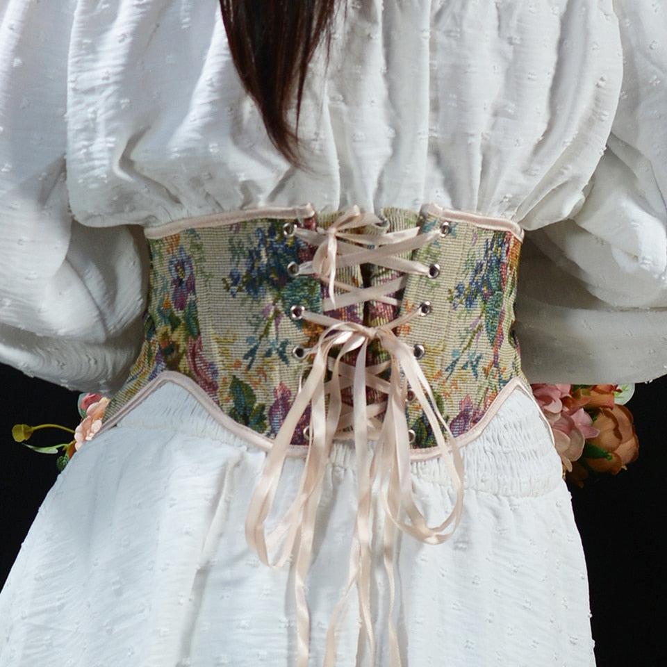 Cottagecore Ribbon Lace Up Waist Corset