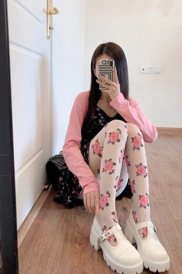 Cottagecore Rose Sheer Tights