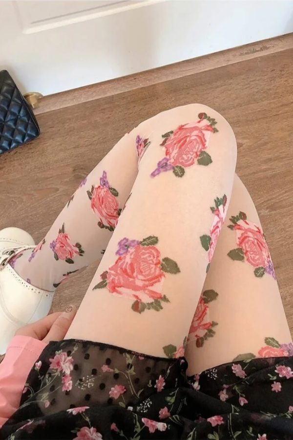 Cottagecore Rose Sheer Tights