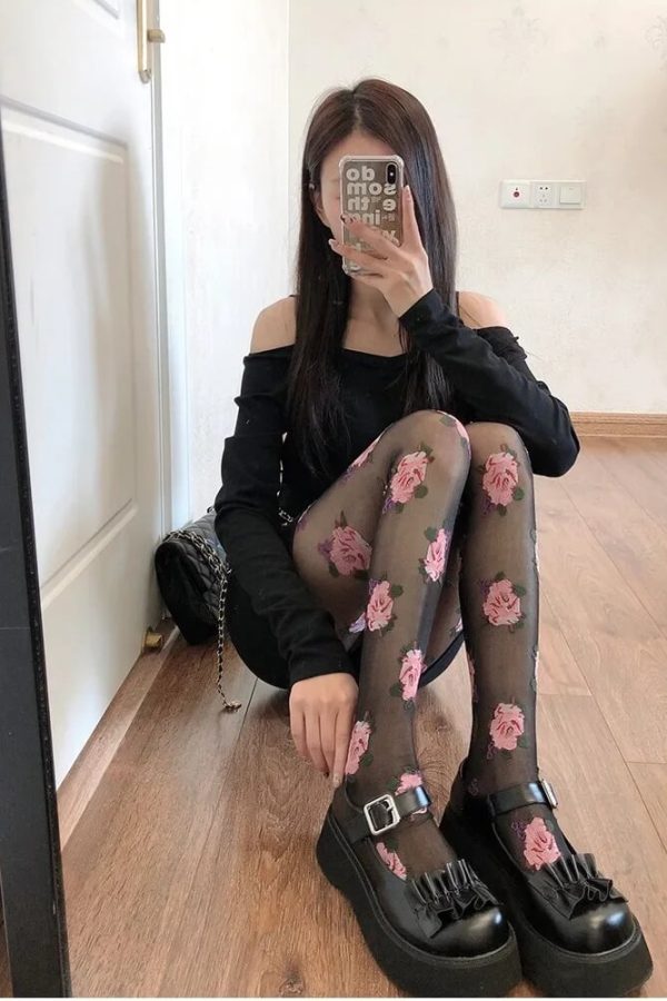Cottagecore Rose Sheer Tights