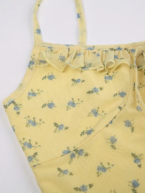 Cottagecore Ruched Mini Dress