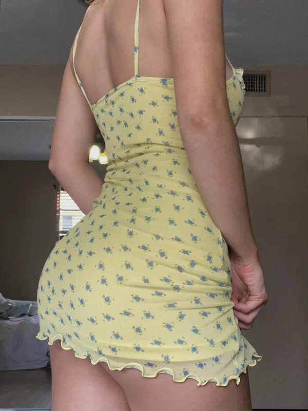 Cottagecore Ruched Mini Dress