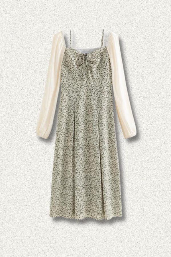 Cottagecore Shirt Sleeve Floral Midi Dress