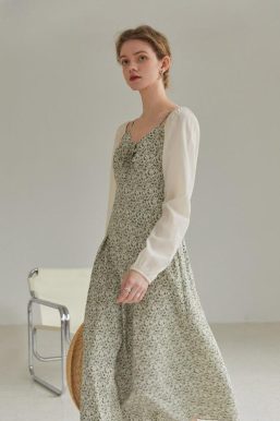 Cottagecore Shirt Sleeve Floral Midi Dress