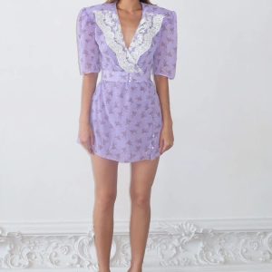 Cottagecore Shoulder Pad Mini Dress