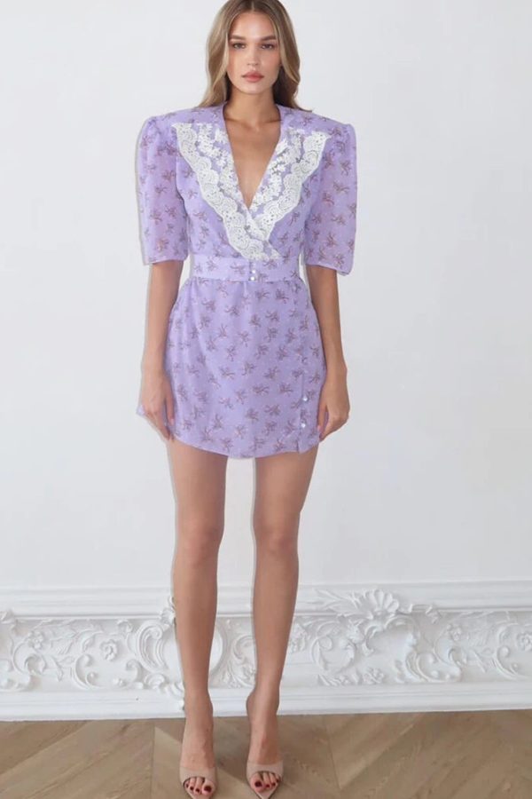 Cottagecore Shoulder Pad Mini Dress