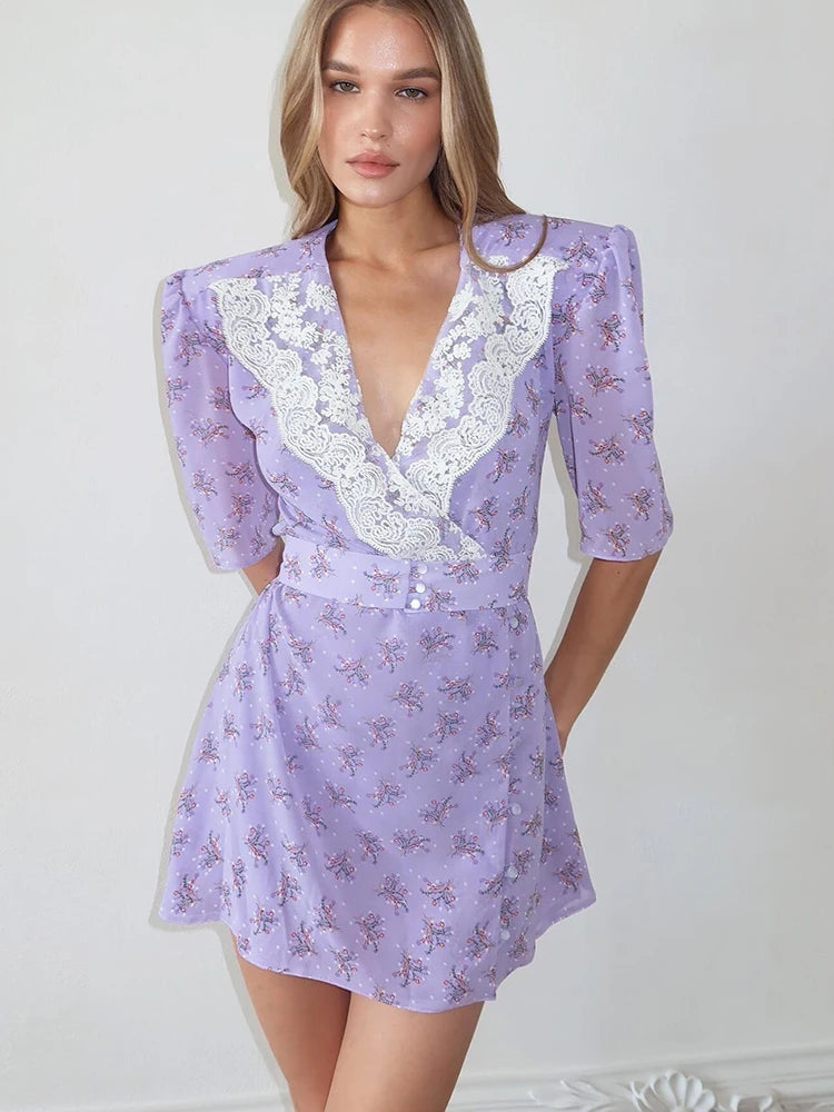 Cottagecore Shoulder Pad Mini Dress Cottagecore Shoulder Pad Mini Dress