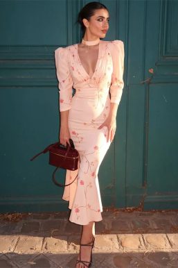 Cottagecore V-Neck Midi Dress