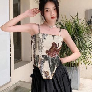 Cottagecore Zip-Up Corset Top