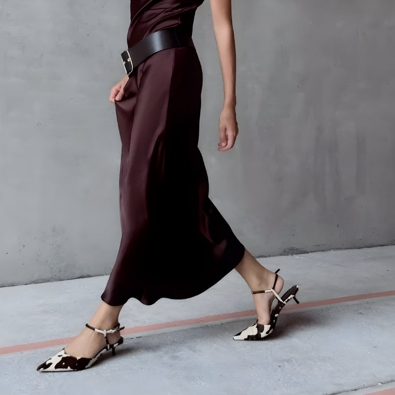 Cow Print Pointed-Toe Kitten Heel Cow Print Pointed-Toe Kitten Heel