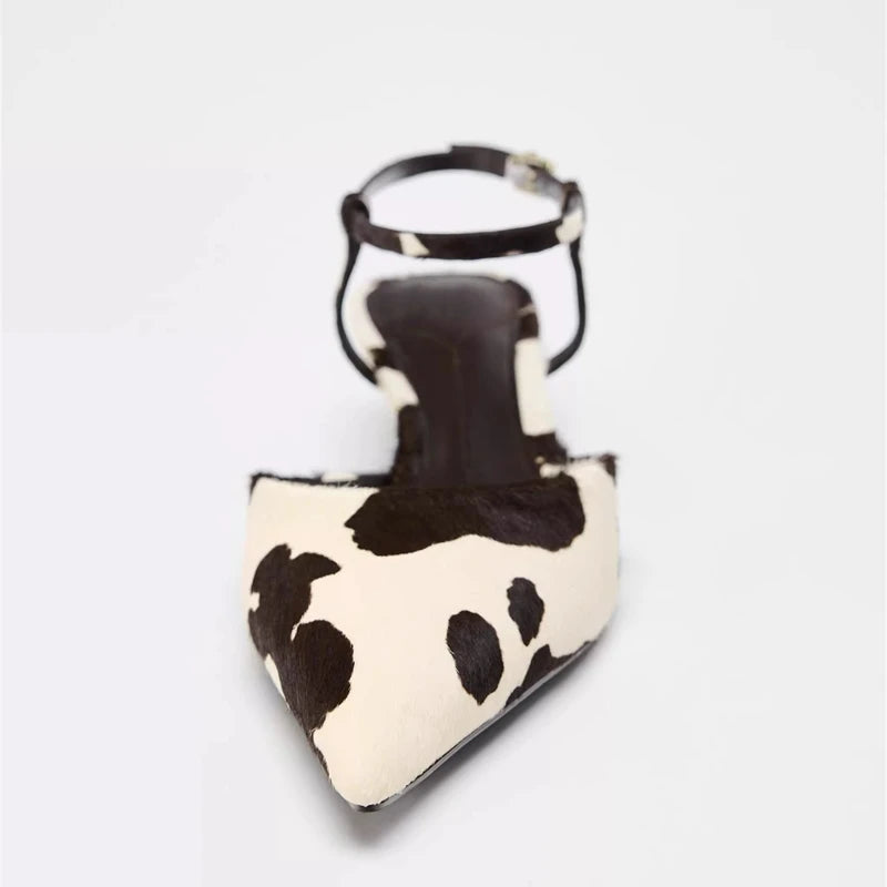 Cow Print Pointed-Toe Kitten Heel Cow Print Pointed-Toe Kitten Heel
