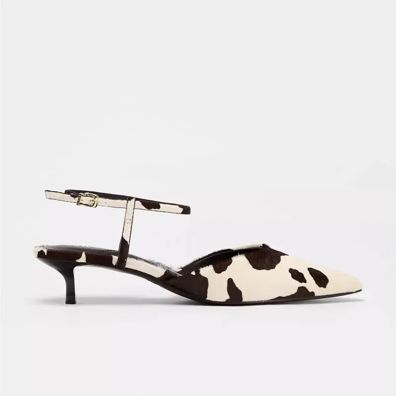 Cow Print Pointed-Toe Kitten Heel Cow Print Pointed-Toe Kitten Heel