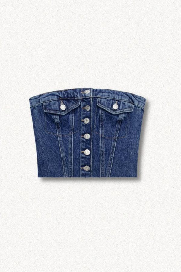 Cowgirl Button Up Denim Tube Top