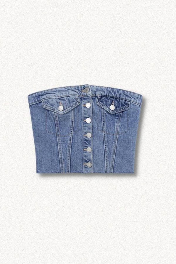 Cowgirl Button Up Denim Tube Top