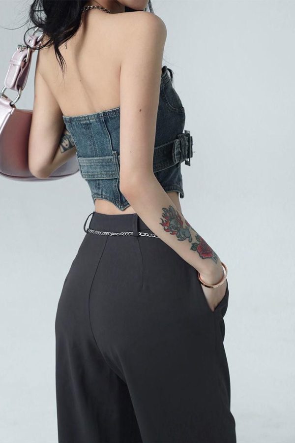Cowgirl Crop Denim Tube Top