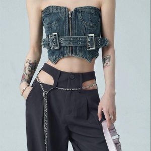 Cowgirl Crop Denim Tube Top