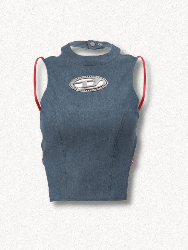 Cowgirl Denim Halter Corset Top