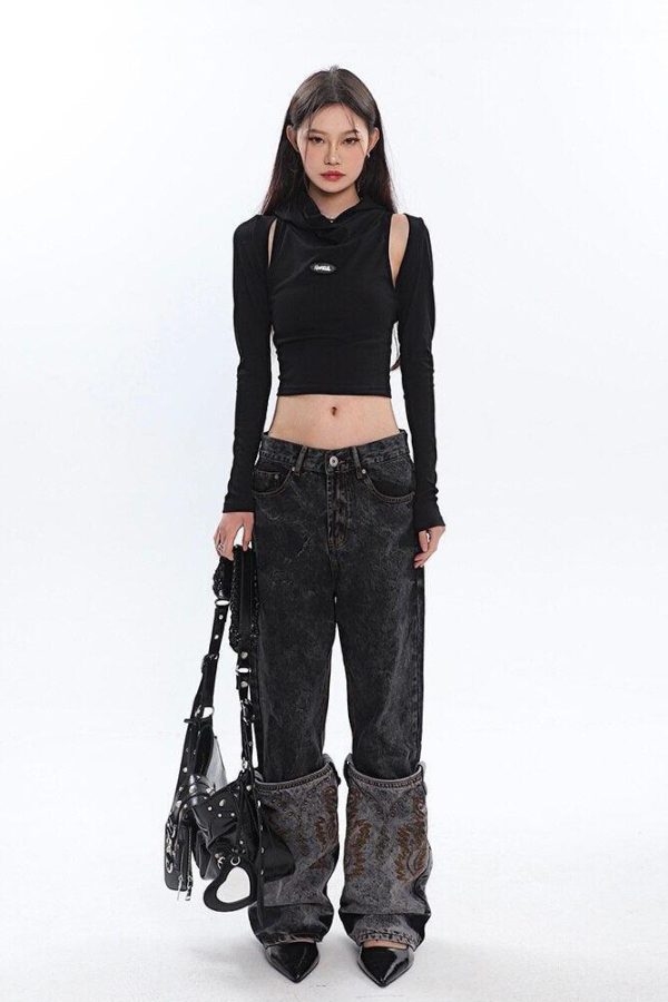 Cowl Collar Cut-Out Crop Top