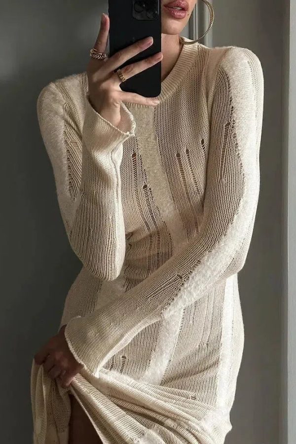 Crochet Distressed Maxi Dress