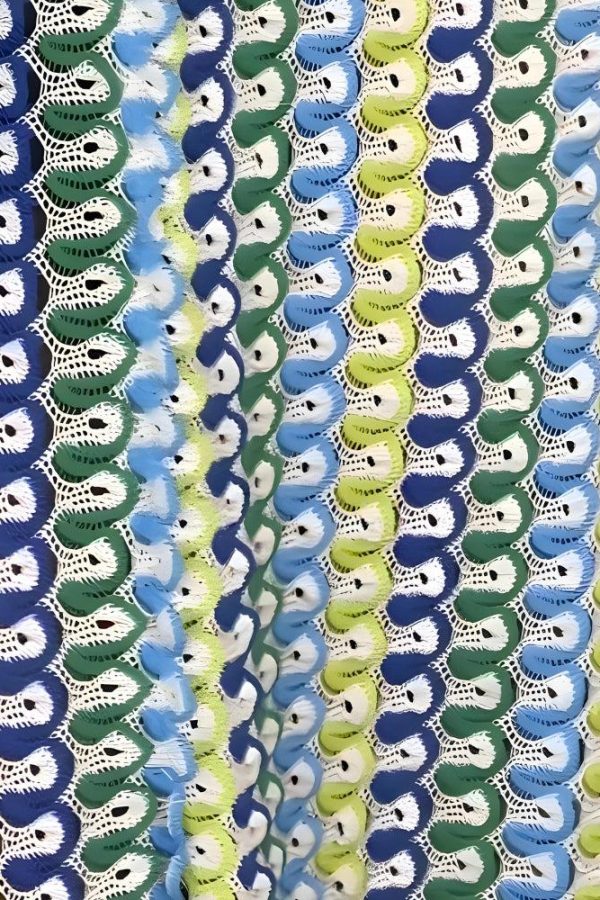 Crochet Striped Plunge Neck Maxi Dress