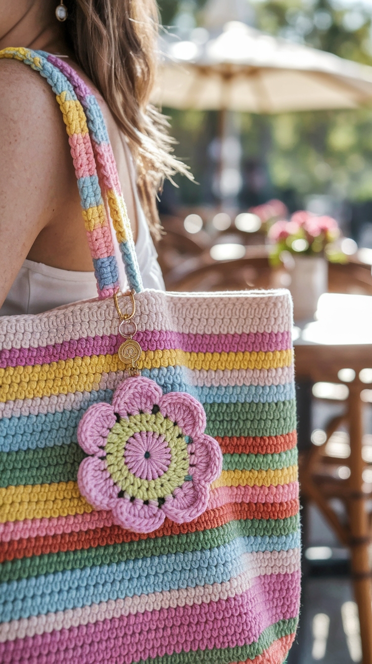 Charming Crochet Flower Bag Charm Designs to Try outfit idea